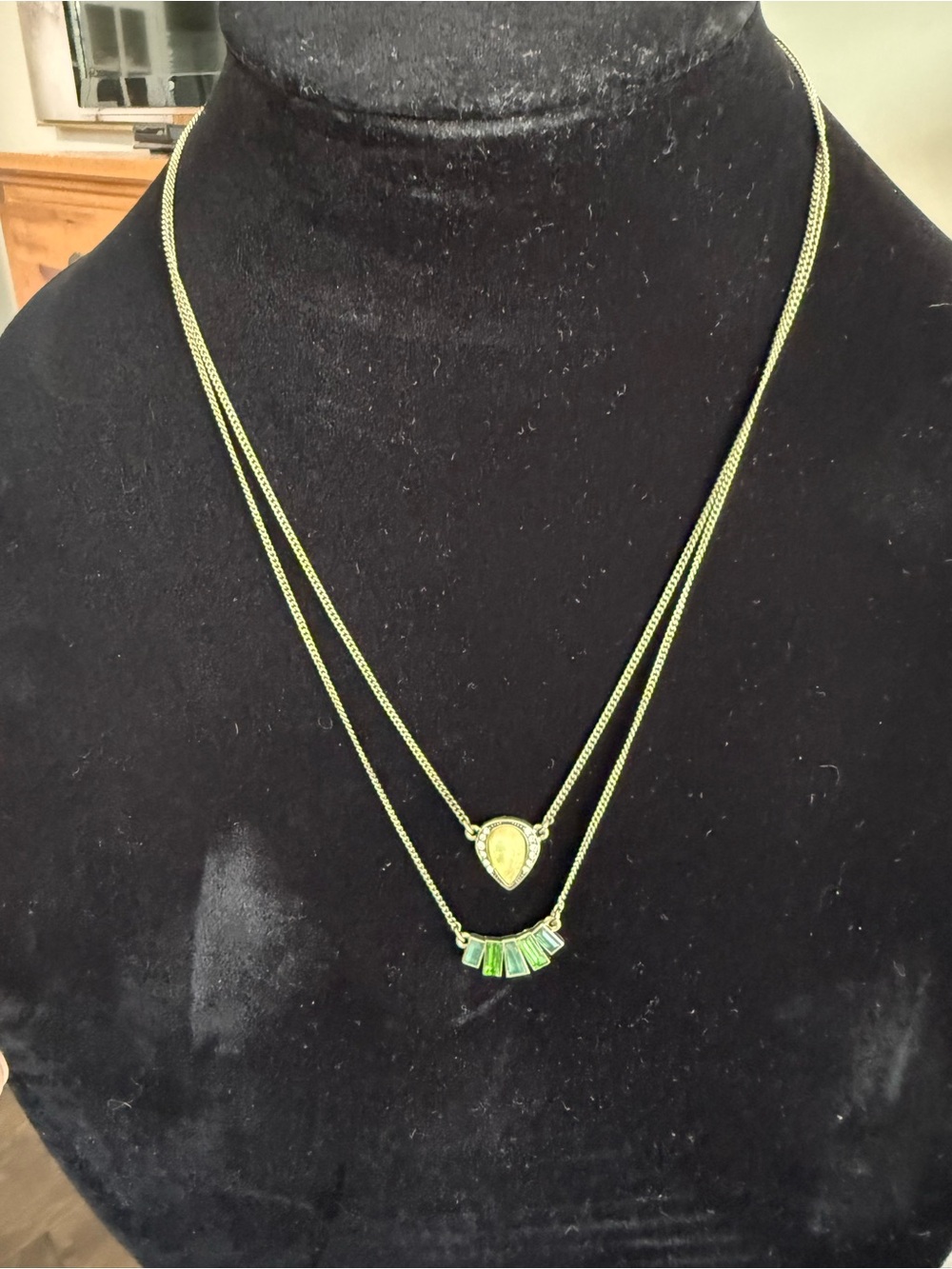 Chloe & Isabelle Gold-Tone Layered Green Pendant Necklace